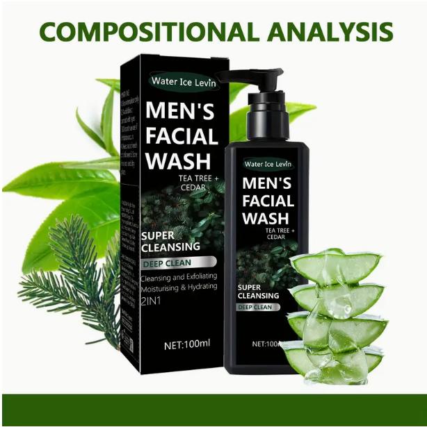 3.38oz Men's Facial Wash, Clearing, Refreshing, And Powerful Facial Cleanser For Exfoliating, Refreshing, Moisturizing, And Non Tense Men's 3-in-1 Facial Cleanser