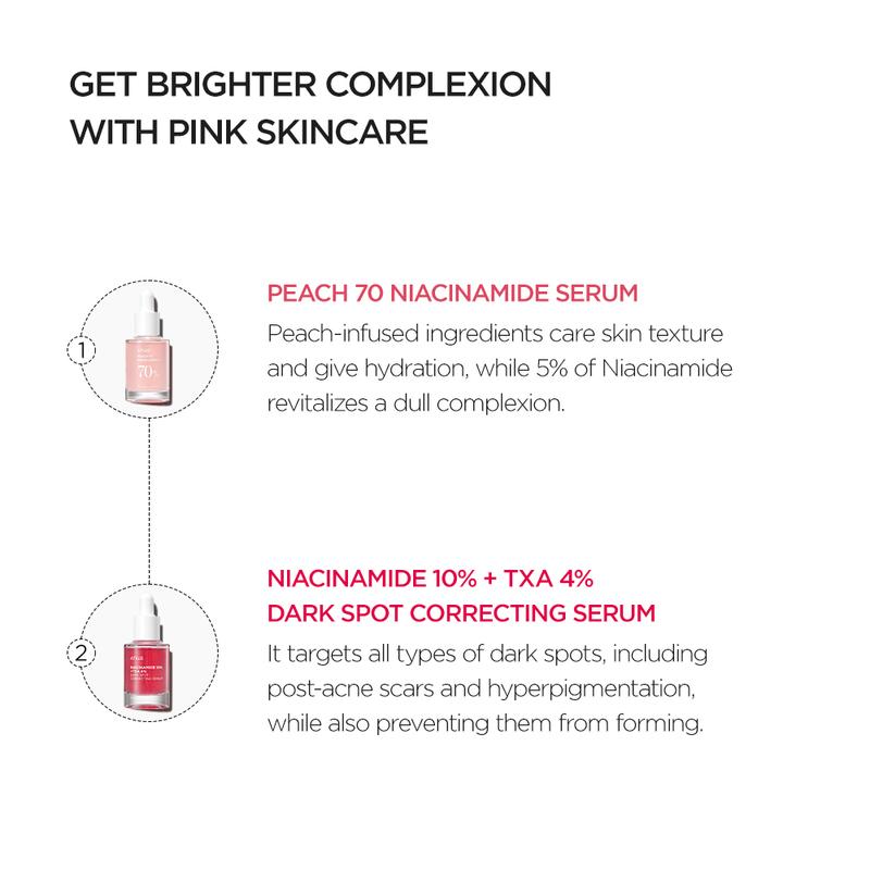 [Anua Official Shop] Pink Serum Duo (Peach Niacin Serum + TXA Dark Spot Correcting Serum)｜Discoloration serum set for Brightening