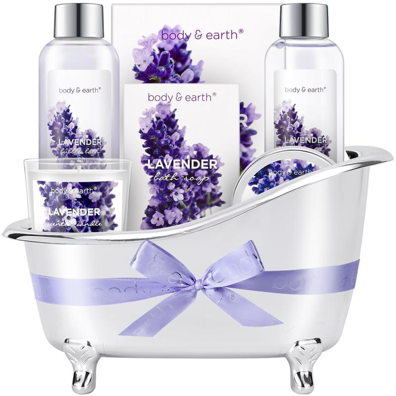 Gift Set for Women  Gifts for Women Lavender Baskets For Women Bath Sets for Women Gift with Bubble Bath Body Lotion Scented Candle Christmas Gifts