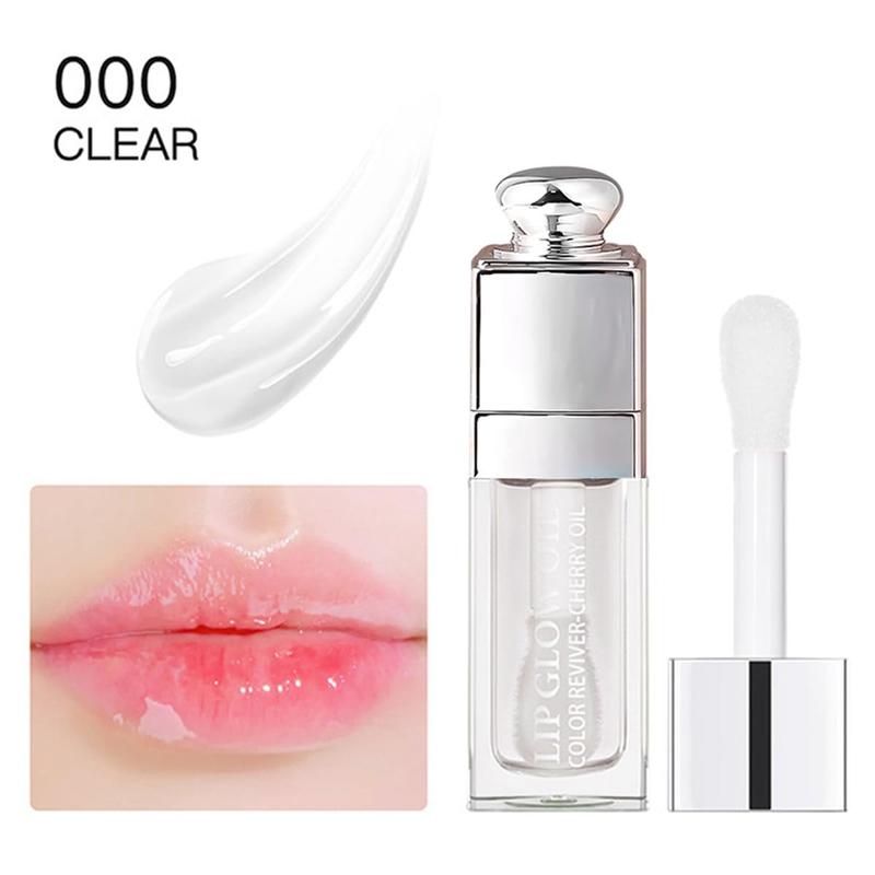 Hydrating Lip Glow Oil, Lip Oil Gloss Transparent Toot Tinted Nourishing Long Lasting Repairing Lightening Lip Lines (CLEAR) 0.2 OZ Glossy Moisturizing