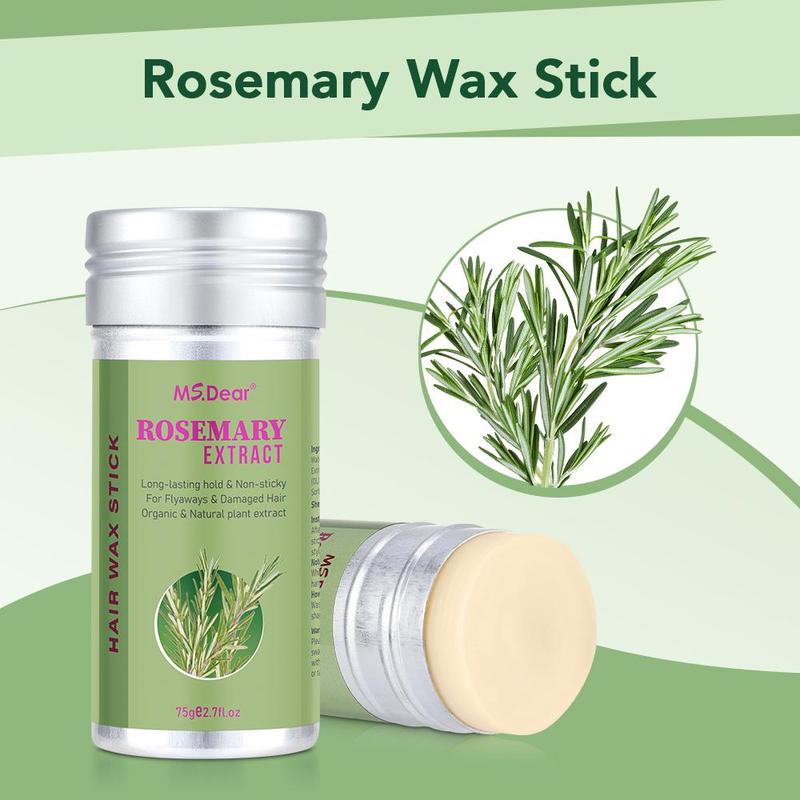 Rosemary Hair Wax Stick, 2 Counts Non-sticky Hair Styling Wax Stick, Portable Hair Styling Product for Women & Men