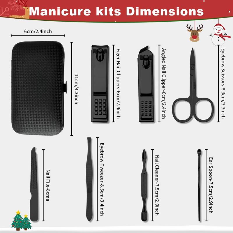 Manicure Kit Christmas Stocking Stuffers - Manicure Set, Nail Clippers Kit, 7 Packs Manicure and Pedicure Kit, Sliver Nail Care Kit Christmas Gifts For Men Dad Husband Boyfriend Father Women Mom Lightweight Aesthetic