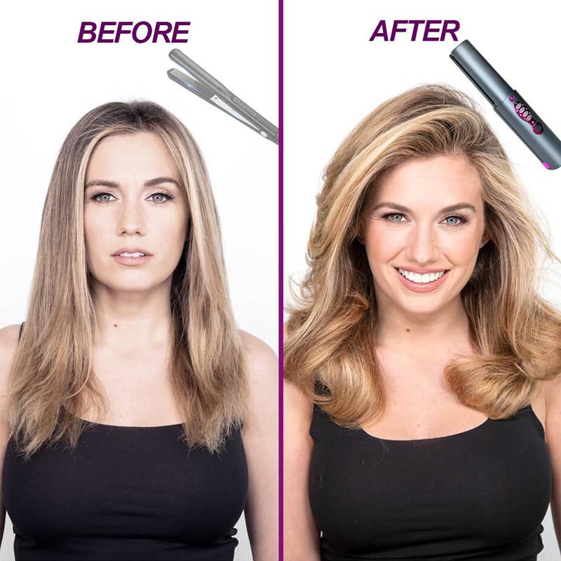 Cordless Hair Straightener & Curler, Portable Mini Flat Iron, Dual Voltage, Heats Up in Seconds, 3 Adjustable Temp for Thin Straight Fine Hair