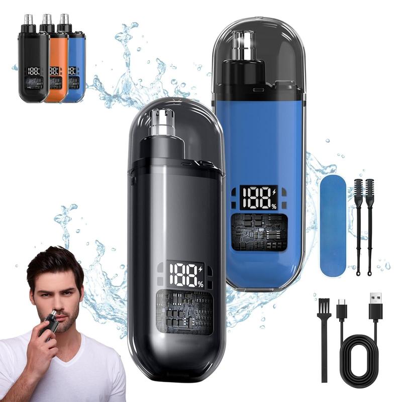 Portable Nose Hair Trimmer,Portable Nose Hair Trimmer for Men,2 In 1 Nasal Hair Cutter,USB Rechargeable Portable Nose Hair Trimmer,IPX7 Waterproof