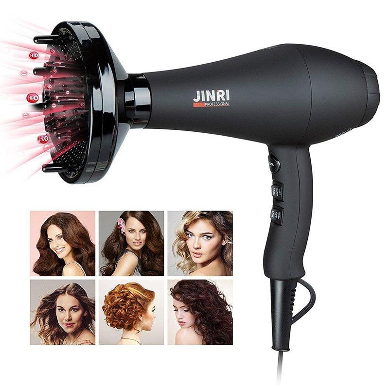 Infrared Ray Professional Hair Dryer, Quick-Drying & Quiet Hair Dryer with Diffuser & Concentrator Attachments, Lightweight Travel Portable Hair Dryer