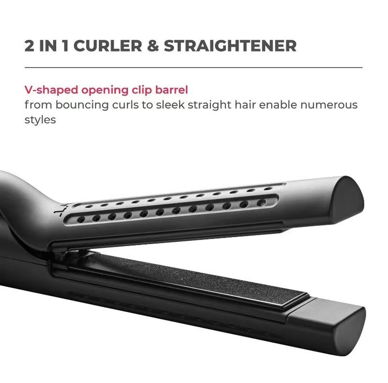 TYMO AIRFLOW-Hair Straightener and Curling Iron 2 in 1, Negative Ionic Anti-scald Curling Wand  Long Short Hair Curler  Comfort Salon  hairwaver muk  straightener