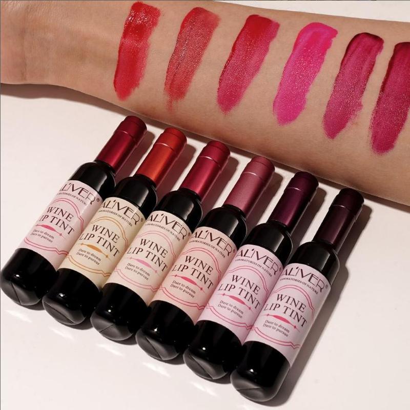 Aliver 6 Colors Lip Tint, Bottle LipstickNatural Liquid Lipstick Long Lasting Mini Make UpLip Gloss Matte Lip Sticks Wine Bottle  (Pack of 6)