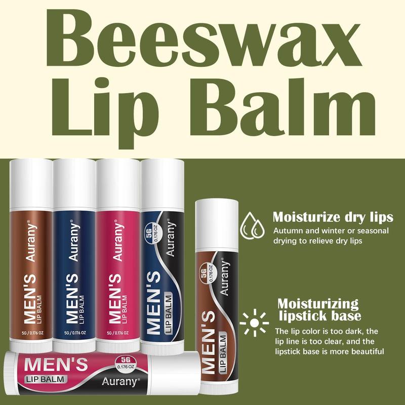 Men's Honey Lip Balm Set, 6 Counts set Long Lasting Moisturizing Lip Stick, Hydrating Lip Balm, Suitable for Daily Lip Care