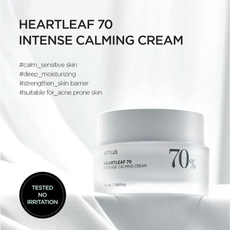 [ Mediecub ] ANUA Heartleaf 70 Intense Calming Cream with Ceramide, Panthenol, Korean Skin Care - 50ml 1.69F1.0z - Hydrate, Comfort