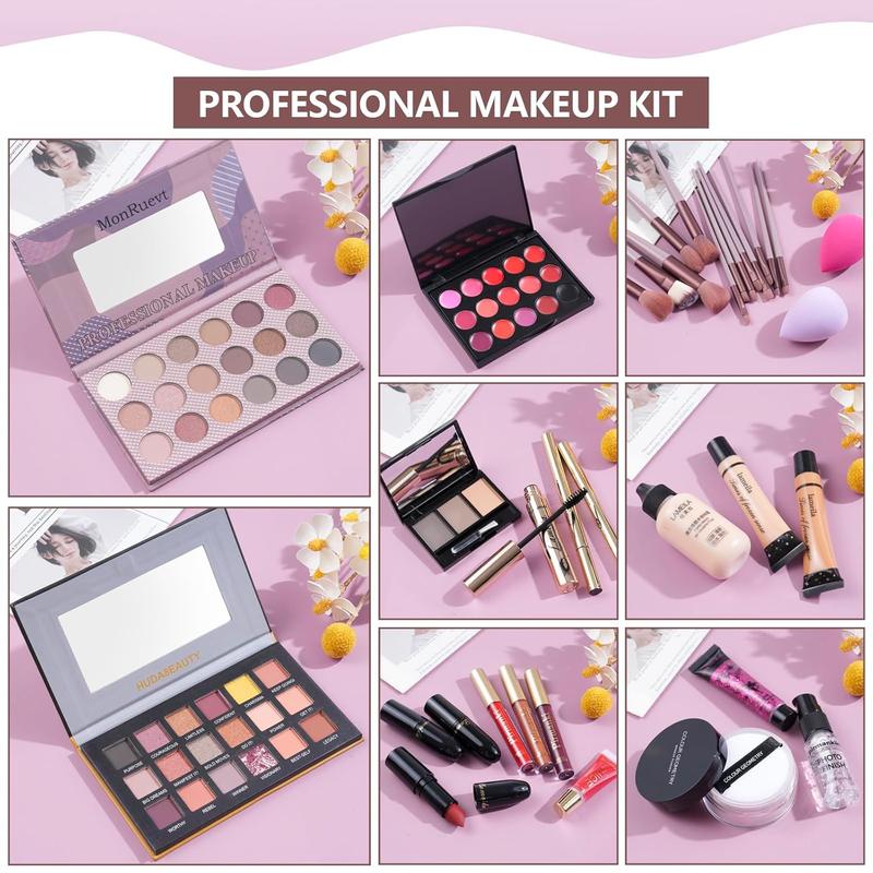 All in One Makeup Kit for Women Full Kit, Makeup Gift Set for Women & , Travel Makeup Set, Professional Makeup Kit Includes Eyeshadow Lipstick Brow Pencil Eyeliner Brush Set Etc