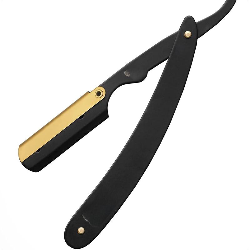 DG Professional Cutthroat Razor Set - 24k Gold Plated Twist Lock with Royal Matte Black Round Handle - Men's Barber Straight Razor, Stainless Steel - Shaving Set