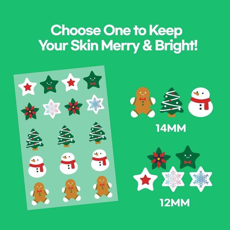 Acne Patch Shapes Holiday Edition 85ct | Hydrocolloid Dressing, Tea Tree | Fun for Parties, sleepovers, Girls' Nights, Christmas Party, Girl's gift