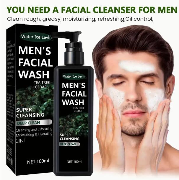 3.38oz Men's Facial Wash, Clearing, Refreshing, And Powerful Facial Cleanser For Exfoliating, Refreshing, Moisturizing, And Non Tense Men's 3-in-1 Facial Cleanser