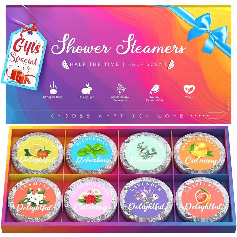 Shower Steamers -8 Pack Gifts for Women, Mom, Men, Stocking Stuffers Birthday Gifts Basket, Self Care Shower Bombs with Natural Essential Oil, Relaxation Stress Home Spa