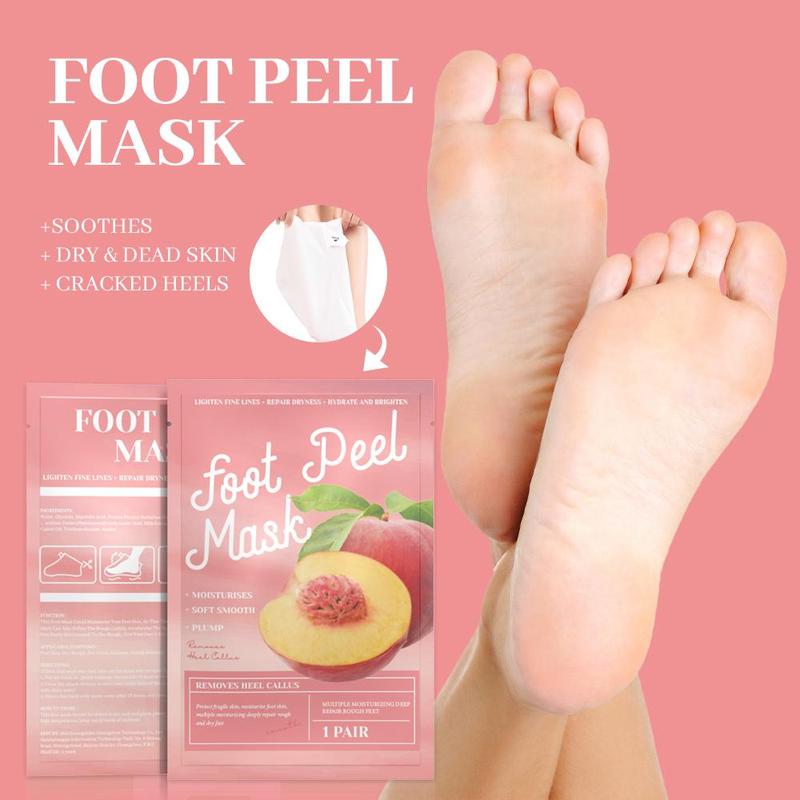 Peach Flavor Peeling Foot Mask, 3pcs set Exfoliating Foot Patch, Foot Care Product for Dry Cracked Skin