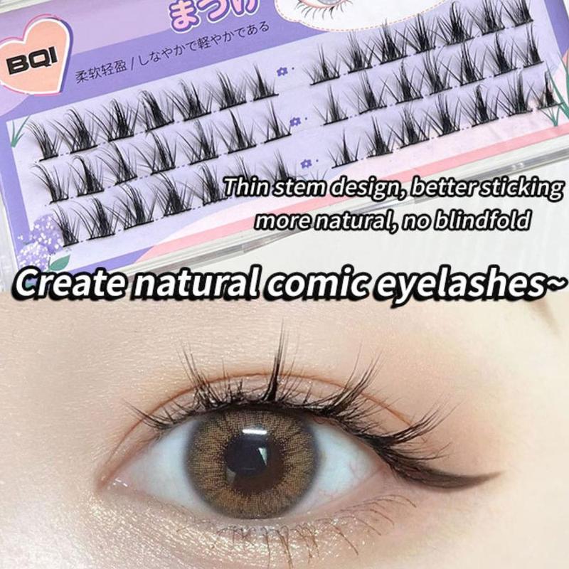 Natural False Eyelashes, 42pcs set Individual False Eyelashes, Fluffy Curly Faux Cluster Lashes, Portable Makeup Tool for Women