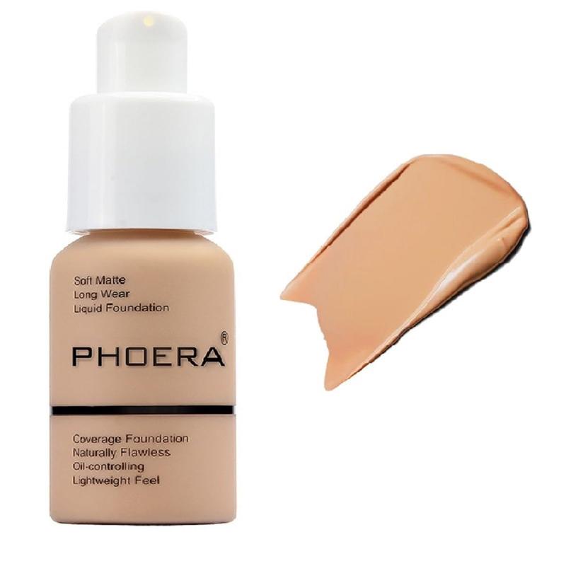 PHOERA Foundation Full Coverage Liquid Foundation Cream - Long-lasting Lightweight Concealer - Oil-Free Formula -  Shade - Suitable for All  Types (Buff Beige #104)