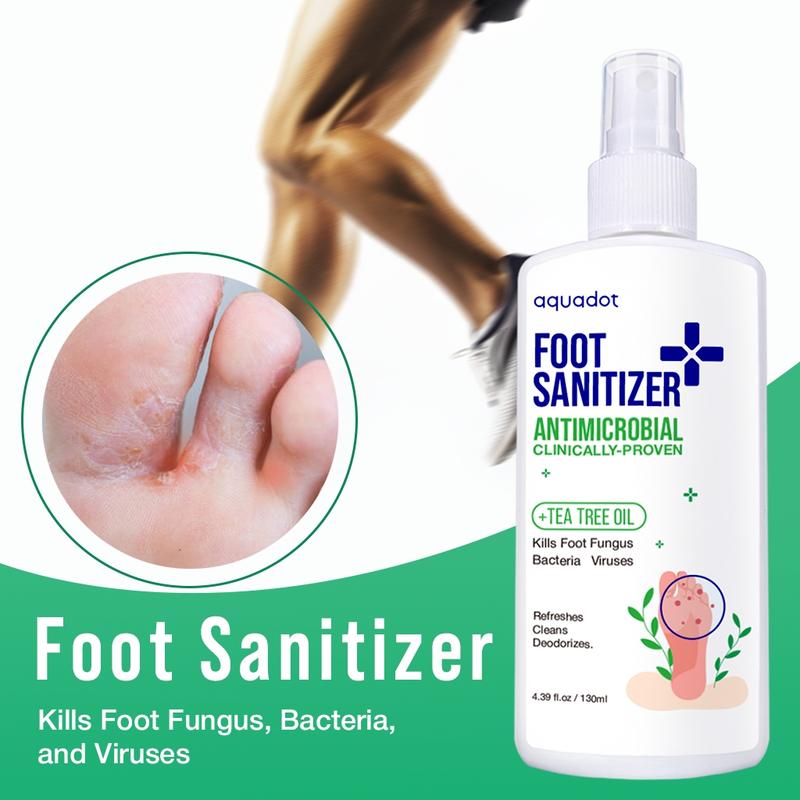 Aquadot Tea Tree Oil Foot Sanitizer Spray for Athlete's Foot, Dry Cracked Feet, Nail Fungus, Jock Itch, Ringworm, Cracked Heels, and Itchy Skin | Foot Spray