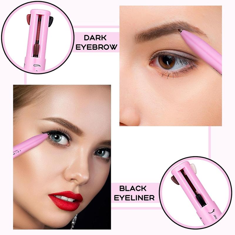 Multi-effect 4-in-1 Makeup Pen, Eyeliner, Contour Pen, Lip Liner, Brows Pen, Makeup Pen Color Lipstick, Portable, Multi-functional, Highly Practical, Long-lasting, Waterproof, Makeup Cosmetic