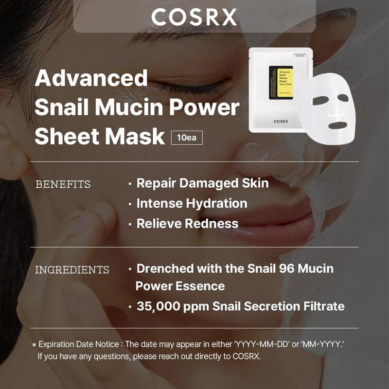 [COSRX OFFICIAL] Advanced Snail Mucin Power Sheet Mask (10 Sheets) snail slime