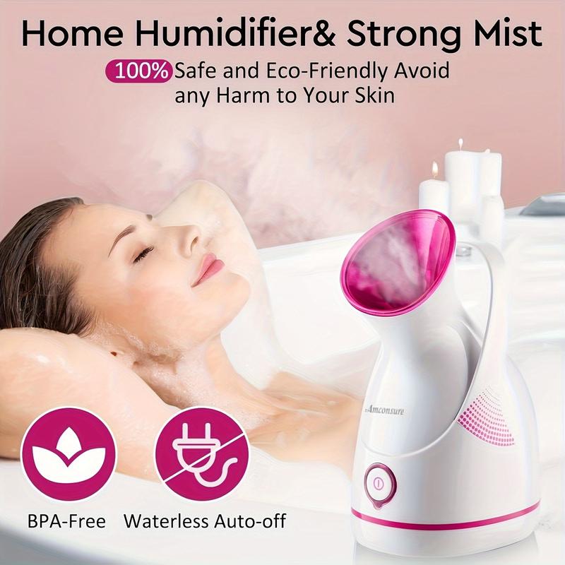 5-Piece Nano Ionic Facial Steamer - Deep Cleansing Warm Mist for Unclogged Pores and Sinuses, Facial Humidifier for Home Sauna SPA, Stainless Steel Skin Kit for Radiant Glowing Skin