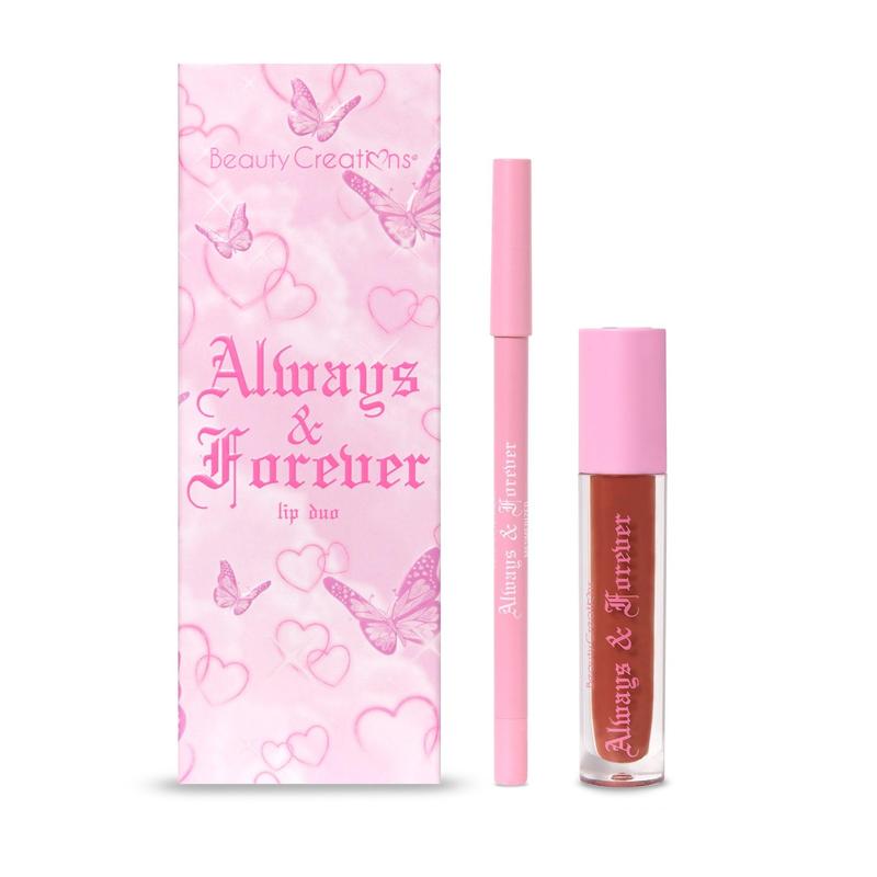 Beauty Creations Always & Forever Lip Duo Gloss Lip Liner Lipgloss Makeup Color Cosmetic - Mesmerize and My Ride or Die - Caramel