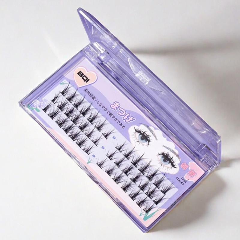 Natural False Eyelashes, 42pcs set Individual False Eyelashes, Fluffy Curly Faux Cluster Lashes, Portable Makeup Tool for Women