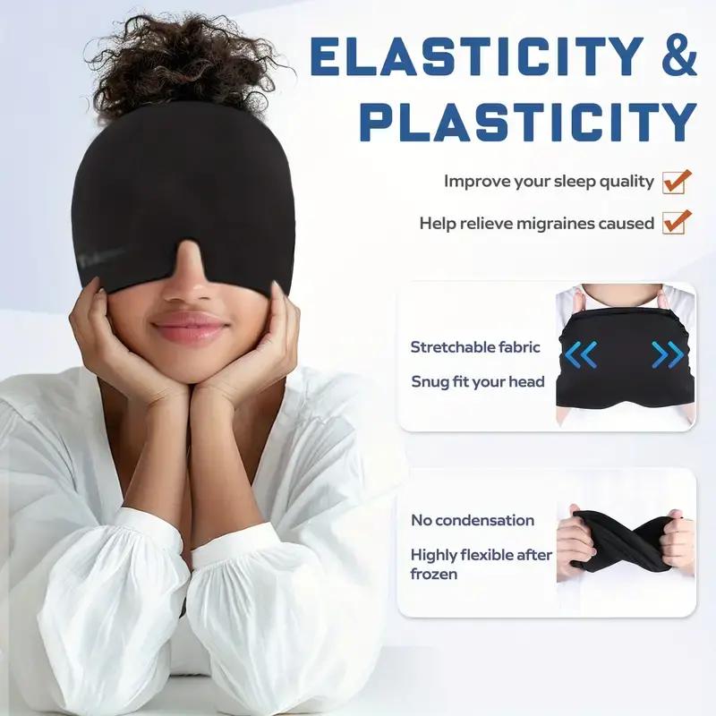 Migraine Relief Double Layer Gel Ice Head Wrap for Puffy Eyes, Sinus, Tension and Stress Relief