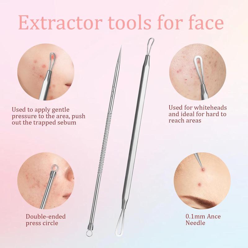 5 Pcs Blackhead Remover Tool,Includes Ingrown Hair Tweezers Comedone Extractor Tool and Blackhead Tweezers Pimple Extractor Tool for Men and Women to Remove Facial Acne,HairThanksgiving, Christmas, New Year Gift