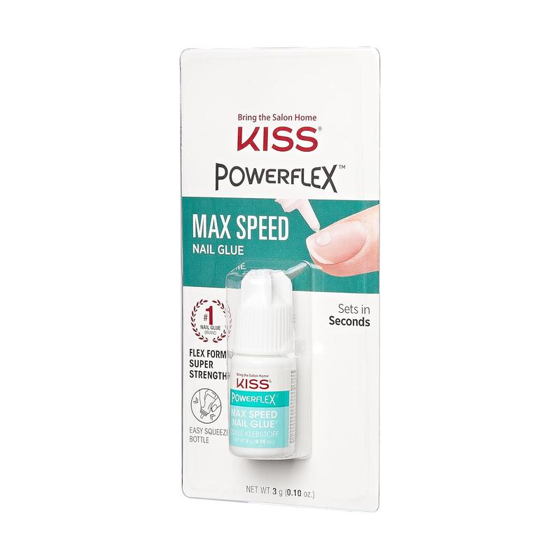 KISS PowerFlex Maximum Speed Nail Glue for Press On Nails, Super Strength Flex Formula Nail Adhesive, Includes One Bottle 3g (0.10 oz.) with Twist-Off Cap & Nozzle Tip Squeeze Applicator