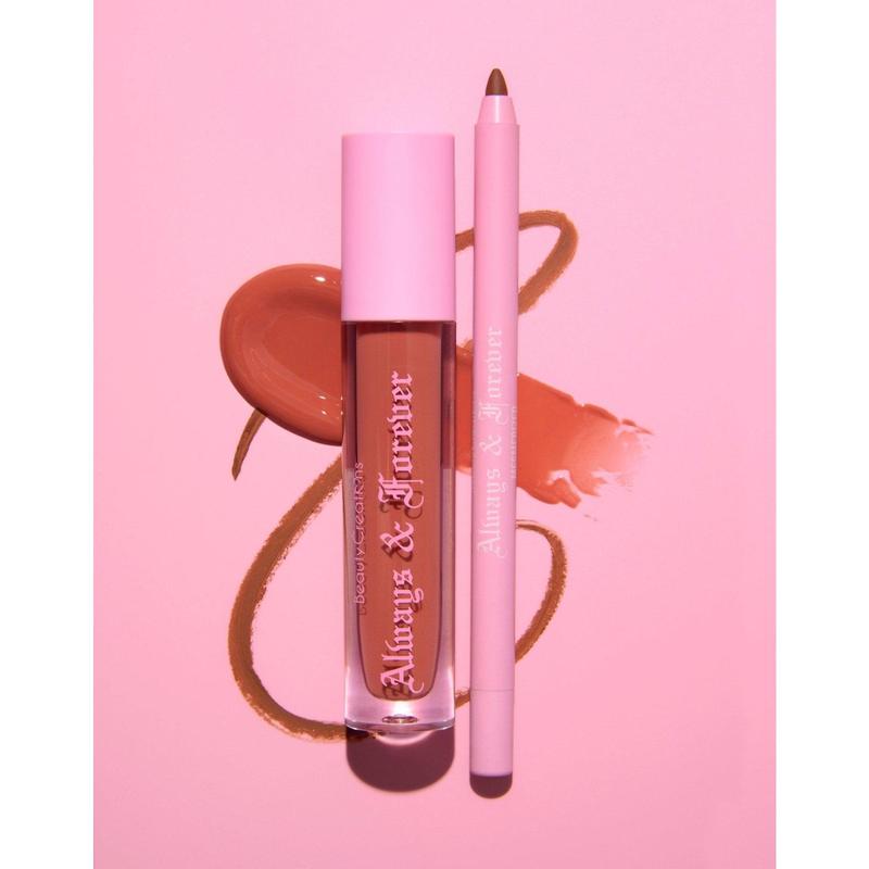 Beauty Creations Always & Forever Lip Duo Gloss Lip Liner Lipgloss Makeup Color Cosmetic - Mesmerize and My Ride or Die - Caramel