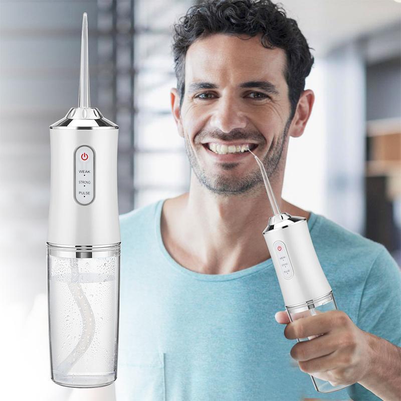 Electric Oral Irrigator for Christmas Gift, 1 Box Portable Rechargeable Water Flosser with 4 Counts Nozzles, Oral Irrigator for Home & Travel