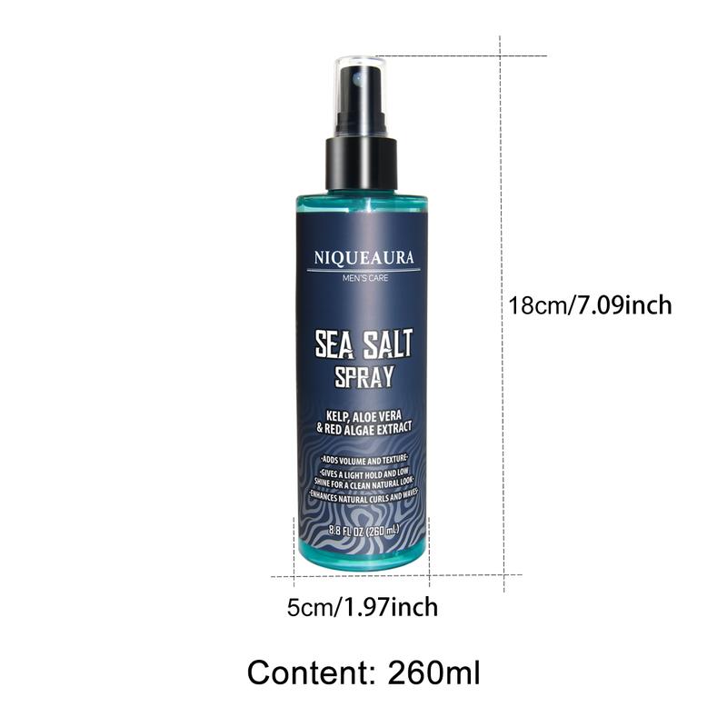 [Fast Delivery] NiqueAura Sea Salt Spray for Hair Men - Texturizing with Kelp, Aloe Vera & Red Algae Extract Surf to Add Volume and Texture Beach Gel Haircare