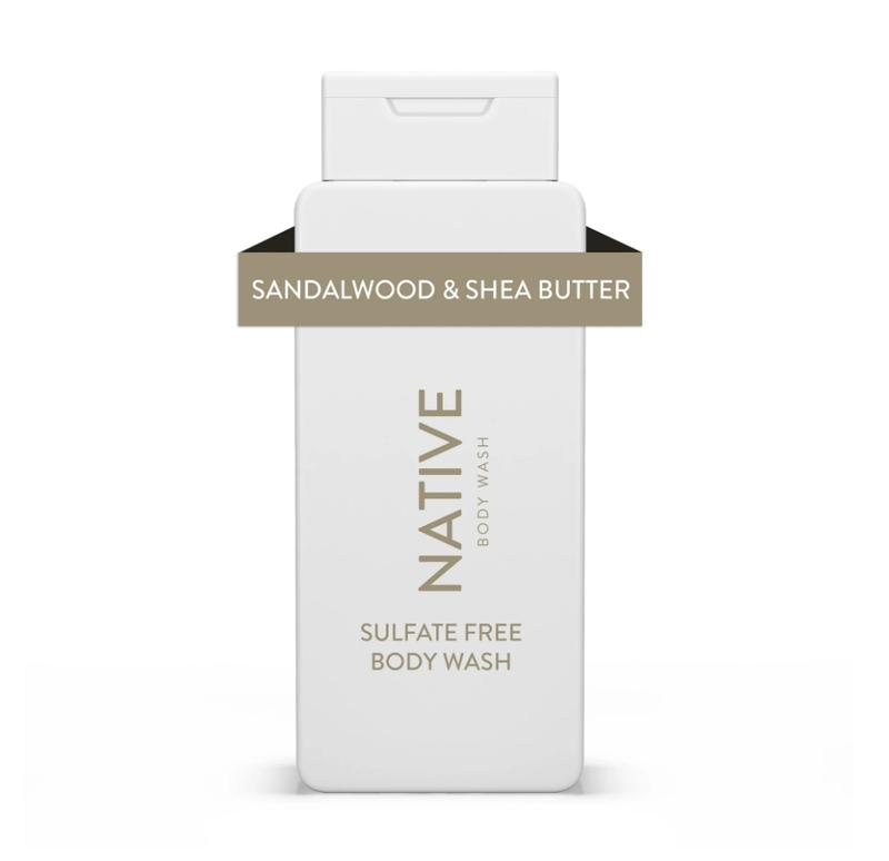 Native Body Wash, Sulfate Free, Sandalwood & Shea Butter, for Women and Men, 18 oz