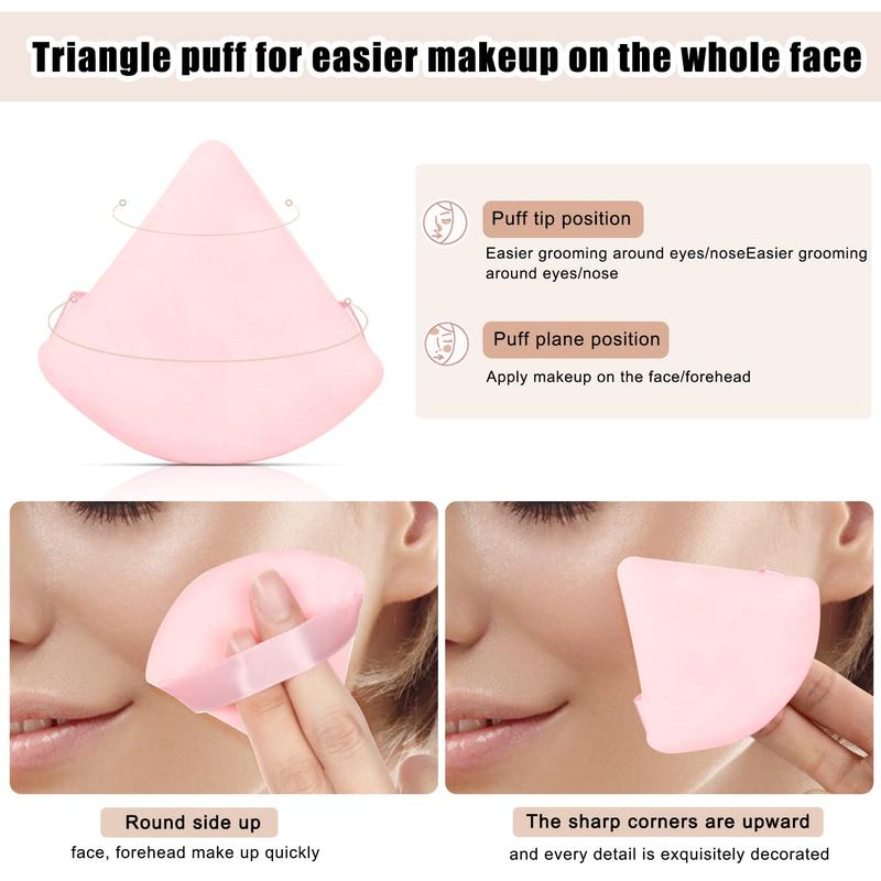 Silicone Triangle Powder Puff Storage Box & Powder Puff Set (2 Counts set), Soft Makeup Sponge Holder & Powder Puff, Cosmetic Tool for Women