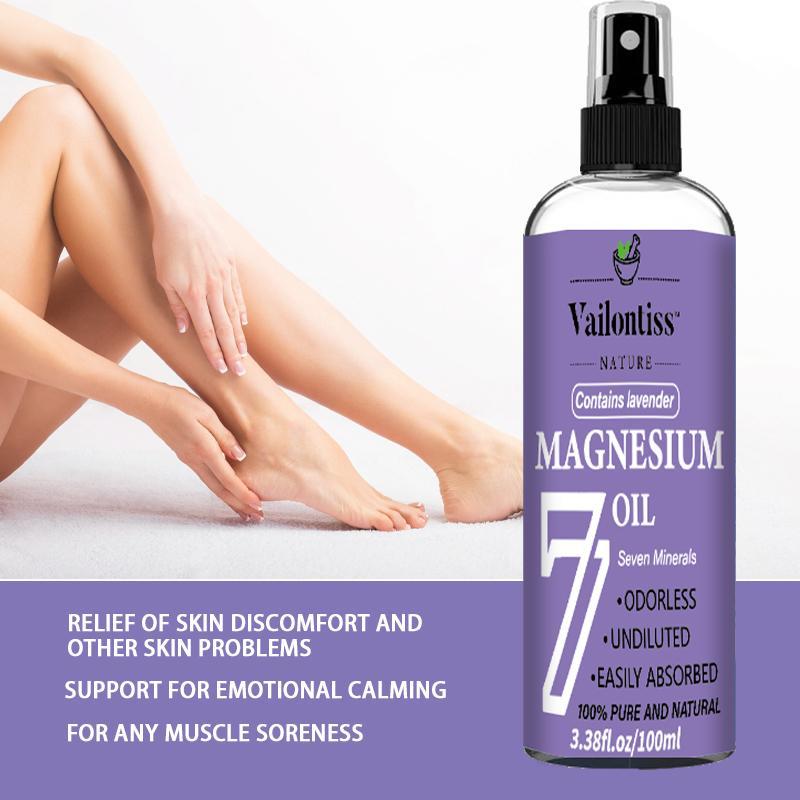 100ml Magnesium Oil Spray with Lavender Scent, Ancient Mineral Magnesium Oil Spray, Magnesium Chloride, Seven Minerals, Topical Magnesium Supplement for Skin and Body, Christmas Gift