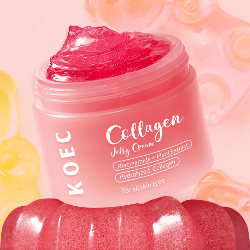 KOEC - Collagen Jelly Cream - Niacinamide & Freeze - Dried Hydrolyzed Collagen - Boosts skin's barrier hydration and gives 24h Glow & Lifted Look - No artificial color, Korean skincare (100 ML)