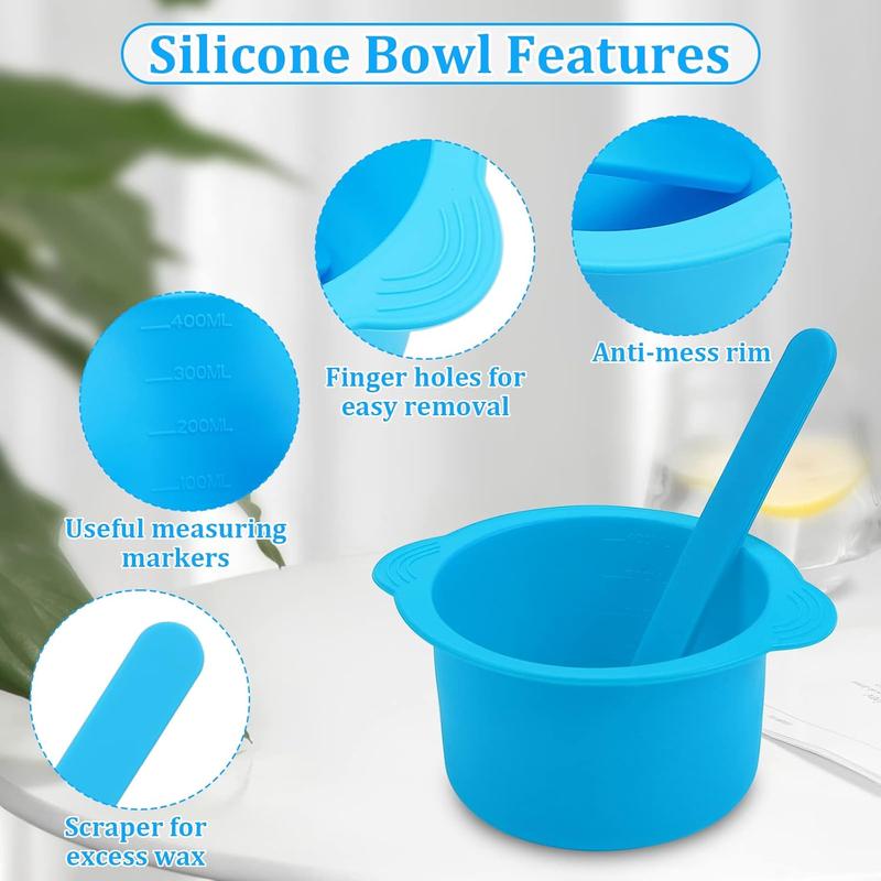 2 Pack Silicone Wax Pot Liners - Compatible with 16oz Electric Waxing Kits, Reusable Bowls with 2 Spatulas for Hair Removal