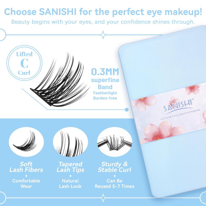 Self Grafting False Eyelashes Extension Kit, 1 Set Individual False Eyelashes with Bond & Seal & Glue Remover & Tweezers, Eyelash Extensions Kit, Lash Clusters Kit, Cosmetic Products, Makeup Products