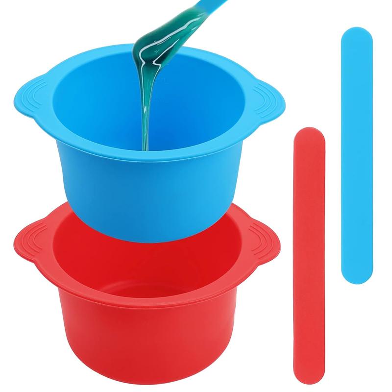 2 Pack Silicone Wax Pot Liners - Compatible with 16oz Electric Waxing Kits, Reusable Bowls with 2 Spatulas for Hair Removal