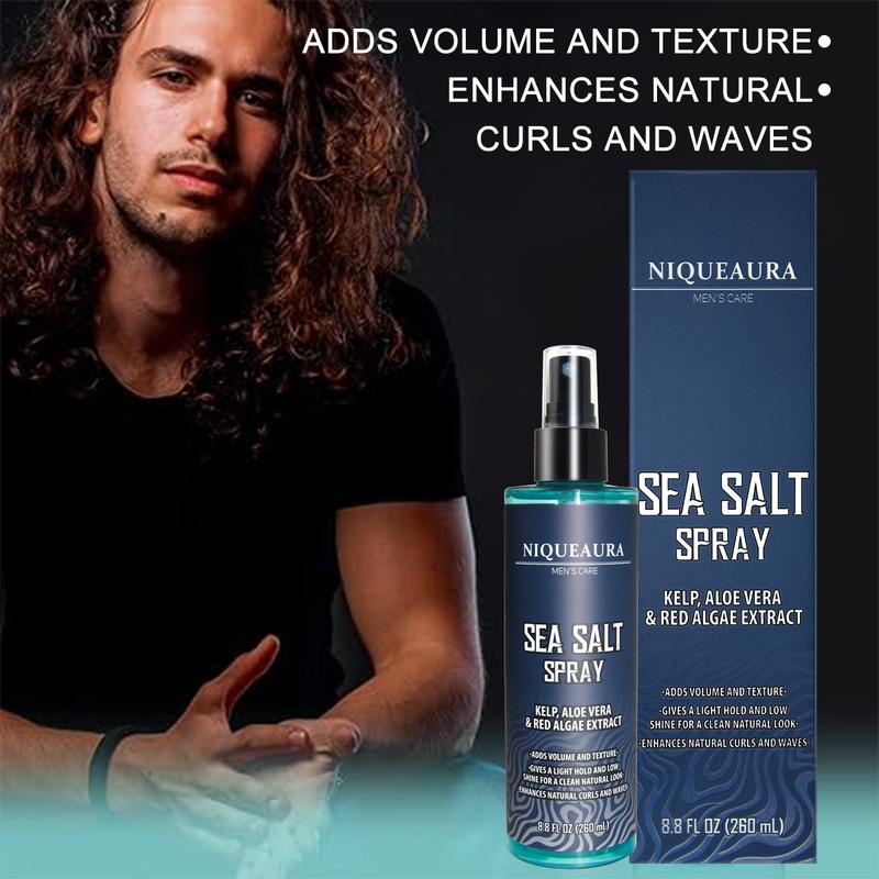 [Fast Delivery] NiqueAura Sea Salt Spray for Hair Men - Texturizing with Kelp, Aloe Vera & Red Algae Extract Surf to Add Volume and Texture Beach Gel Haircare