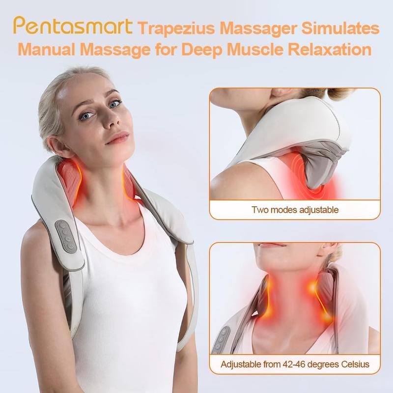 Neck and Shoulder Massager, Wireless PortableMassager,6th Generation Shiatsu Back Shoulderand Neck Massager, Deep Tissue Pain Relief,Deep Neck and Shoulder Pain Relief, ComfortBest Gift