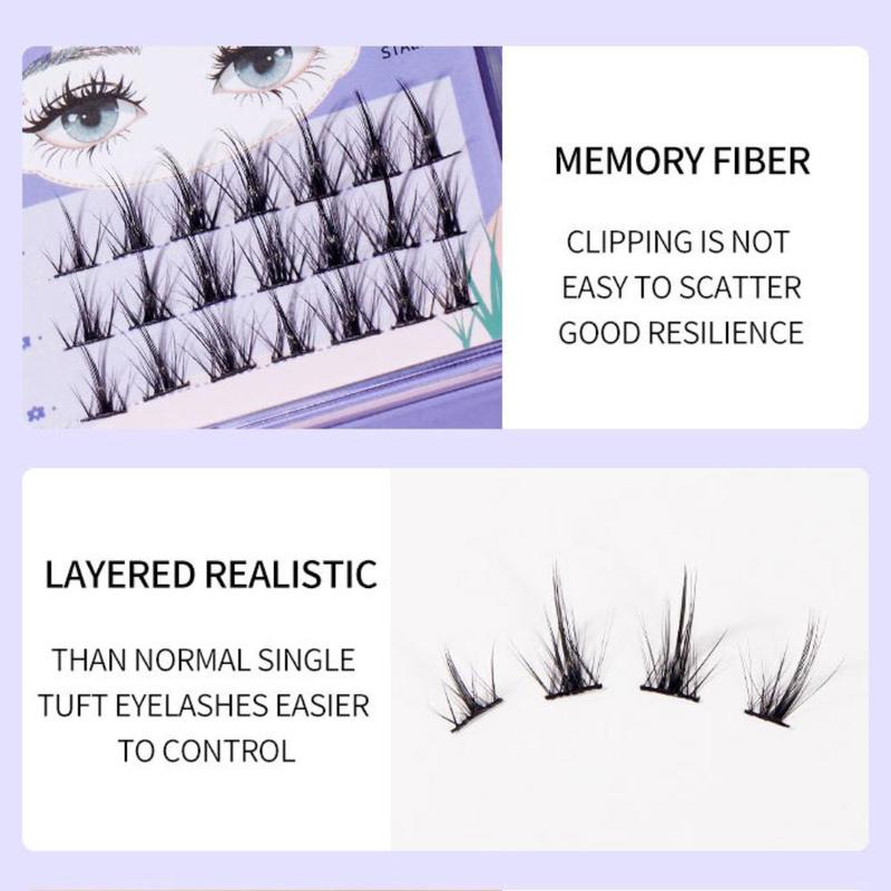 Natural False Eyelashes, 42pcs set Individual False Eyelashes, Fluffy Curly Faux Cluster Lashes, Portable Makeup Tool for Women