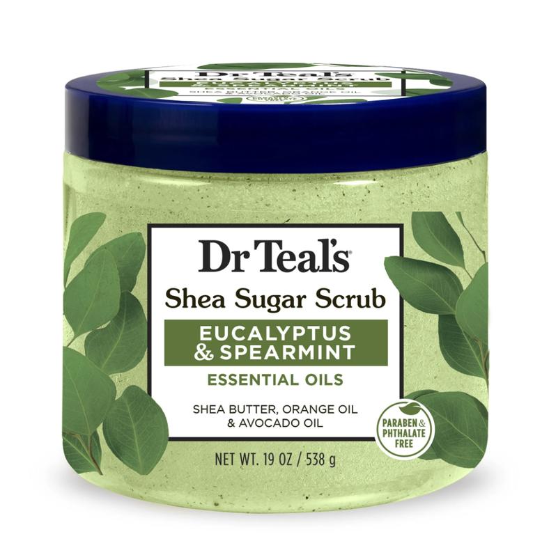 Dr Teal's Shea Sugar Body Scrub with Eucalyptus and Spearmint Essential Oils, 19 oz