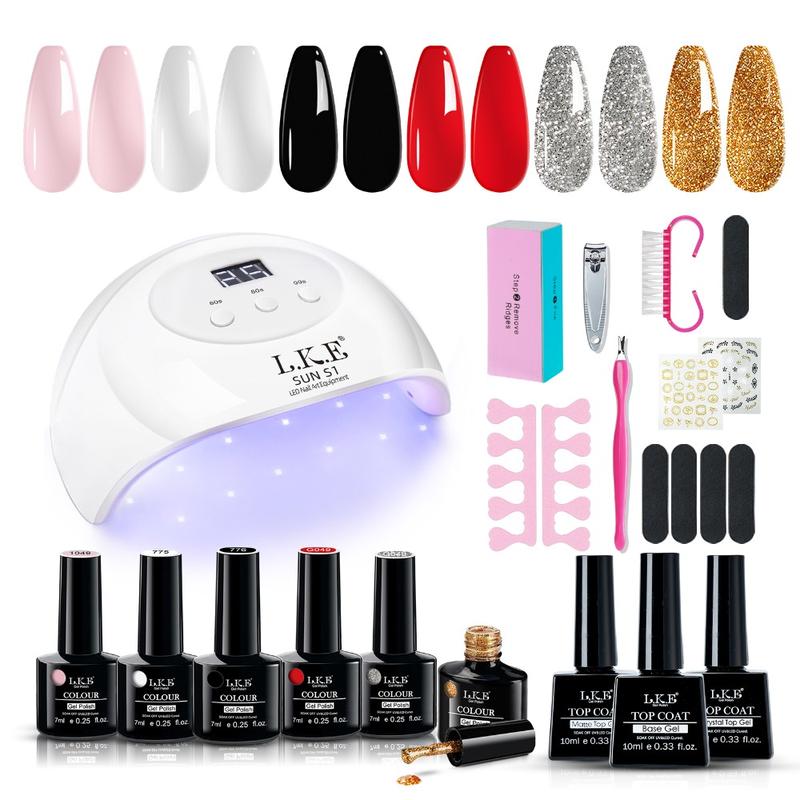 72W high-power UV LED  Nail Lamp and Gel Set - Quick Drying Nail Polish Gel in Various Colors and Styles gel nail