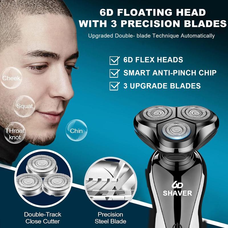 Electric Razor for Men, Electric Shaver for Men, Waterproof Wet Dry Cordless Shaver, Rechargeable Razor for Men Face