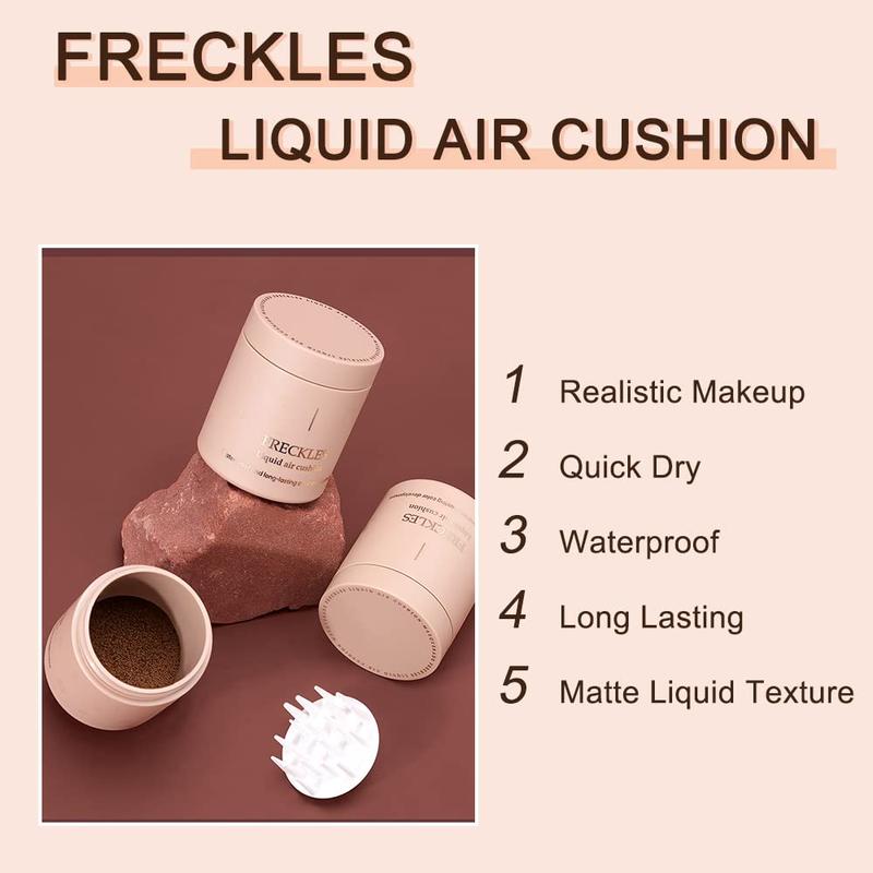 Upgrade Liquid Freckle Pen, Fake Freckles Stamp Air Cushion, Long Lasting Waterproof Quick Dry Lifelike Freckles Marker Makeup, Magic Freckle Stamp for Natural Sunkissed Makeup, 01 Saddle Brown