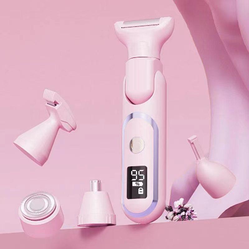 5 in 1 Electric Body Hair Remover, 1 Set Rechargeable Hair Shaver & Accessories, Wet & Dry Use Body Hair Trimmer for Women