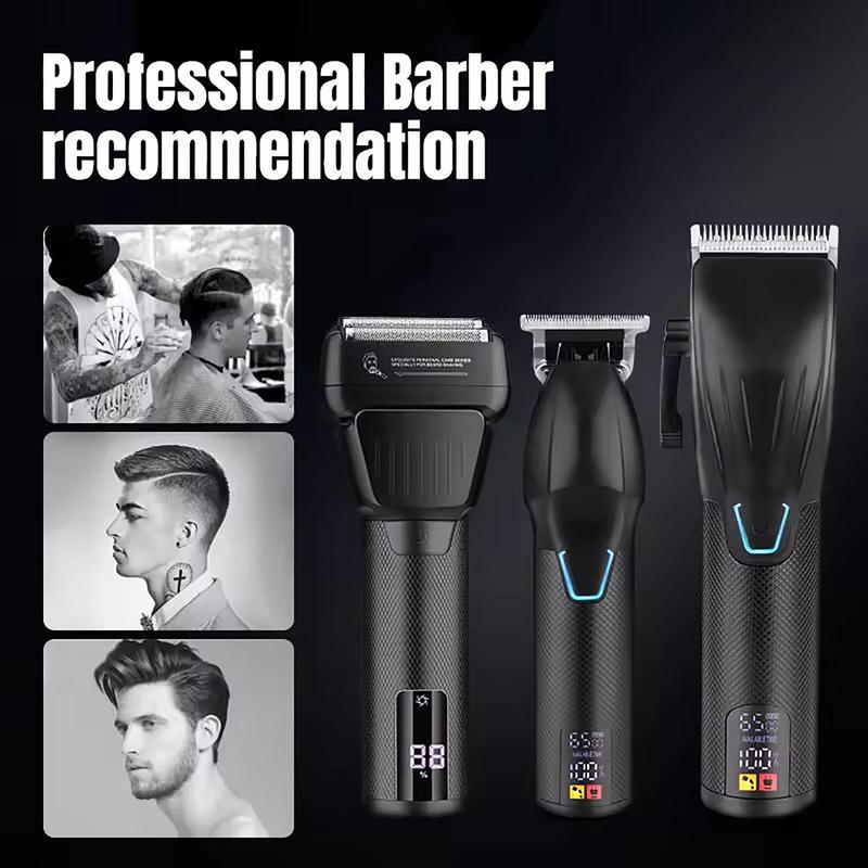 Professional Hair Clipper Set, 1 Set Cordless Hair Trimmer & Shaver & Accessories, Low Noise Barber Clippers, Perfect for Men