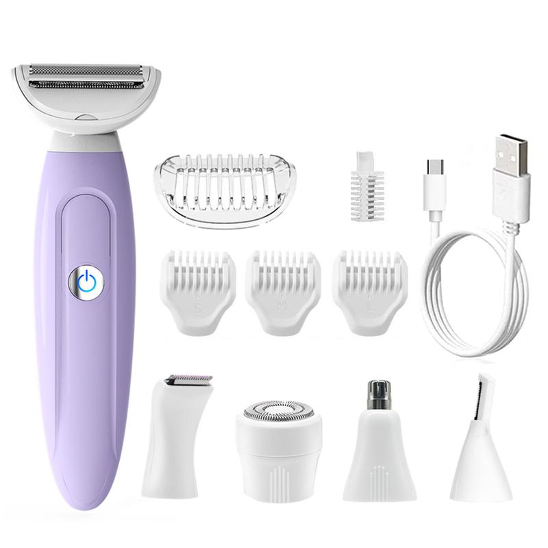 Electric Razors for Women, Rechargeable Multifunction 5 in 1 Electric Shaver Kit for Face Nose Eyebrow Arms Armpit Legs Pubic Area Waterproof Cordless Electric bikini trimmer electric lady